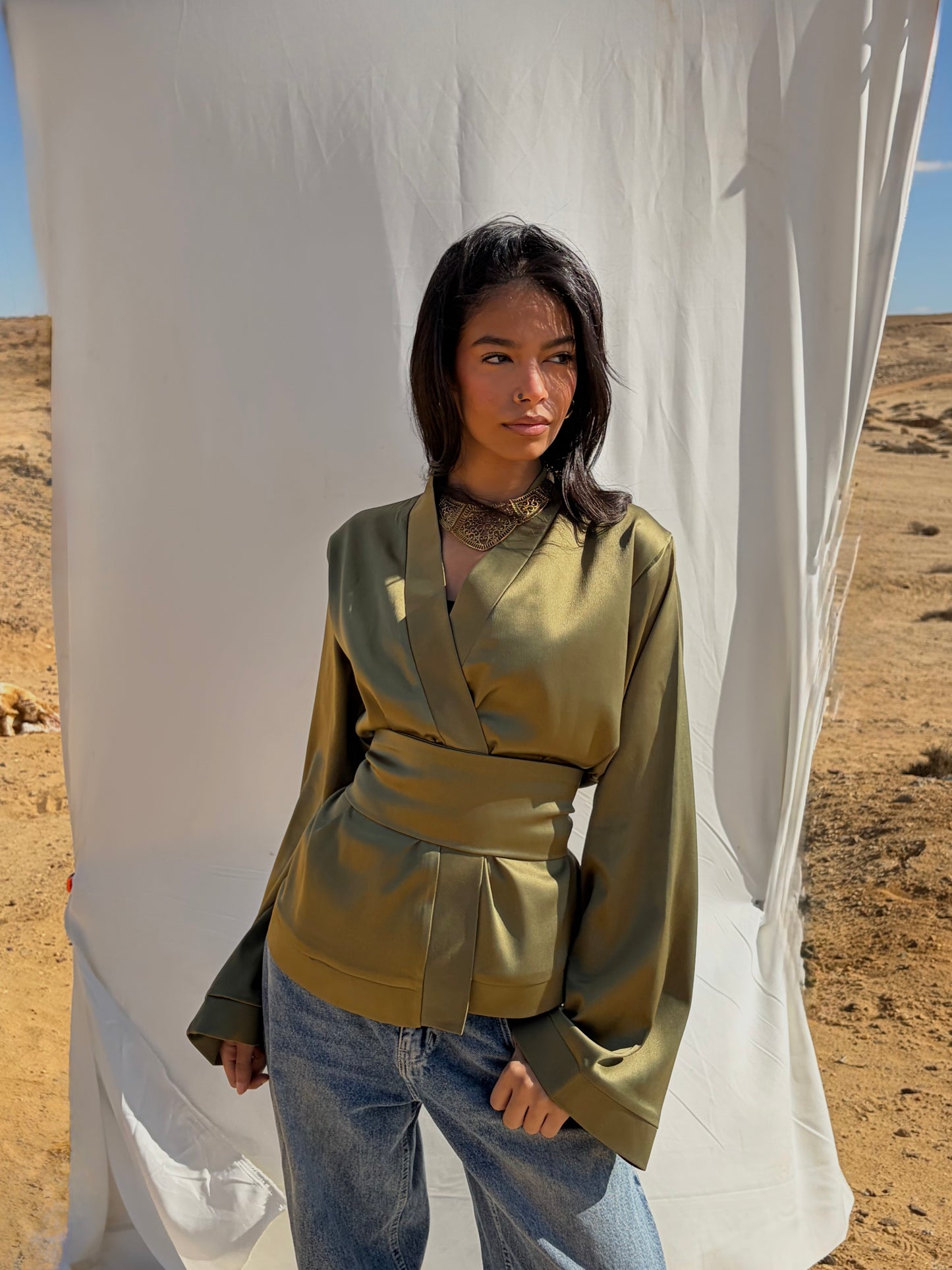 Dune kimono in sage green