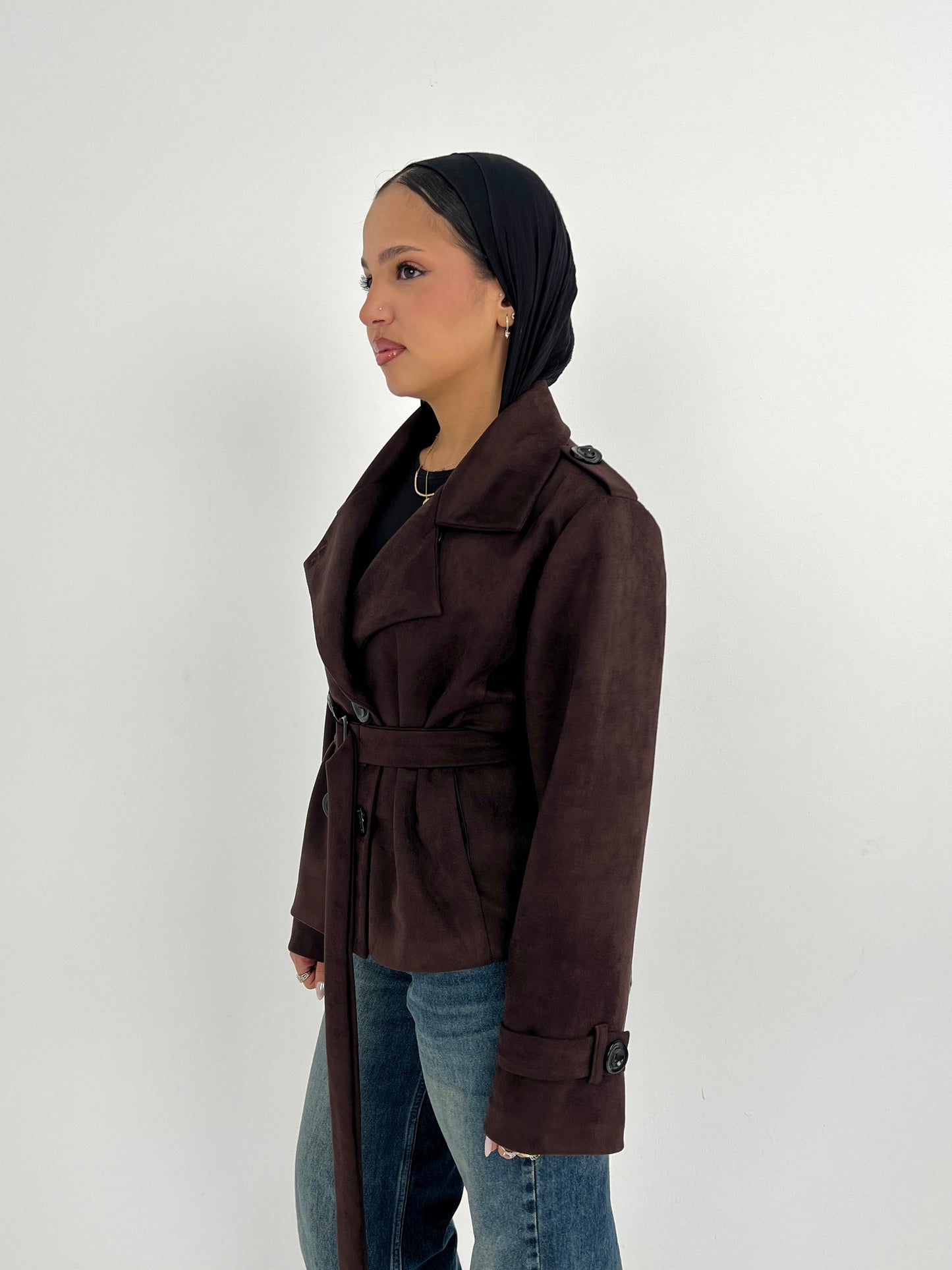The suede trench coat