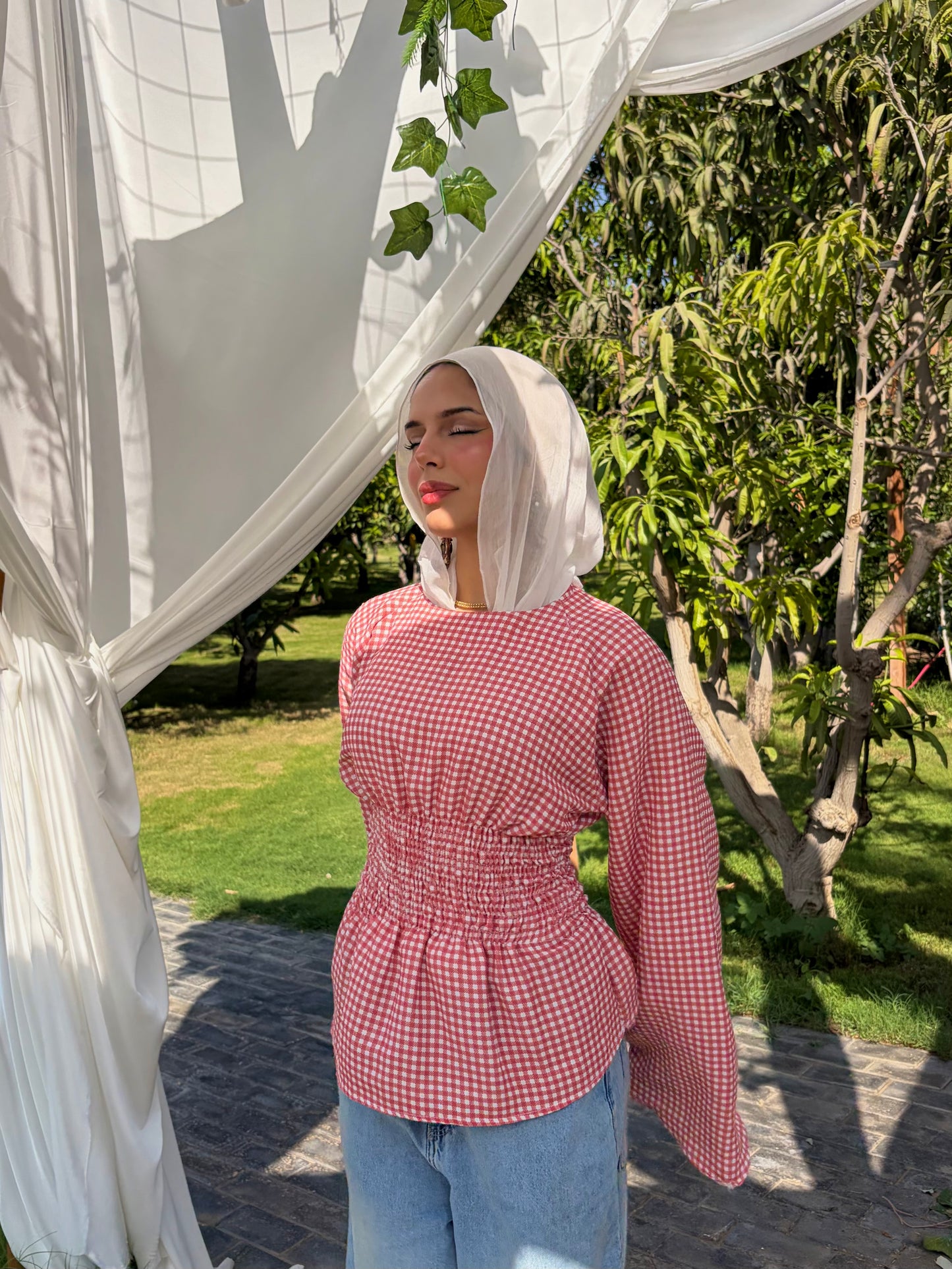 The Plaid ruched top