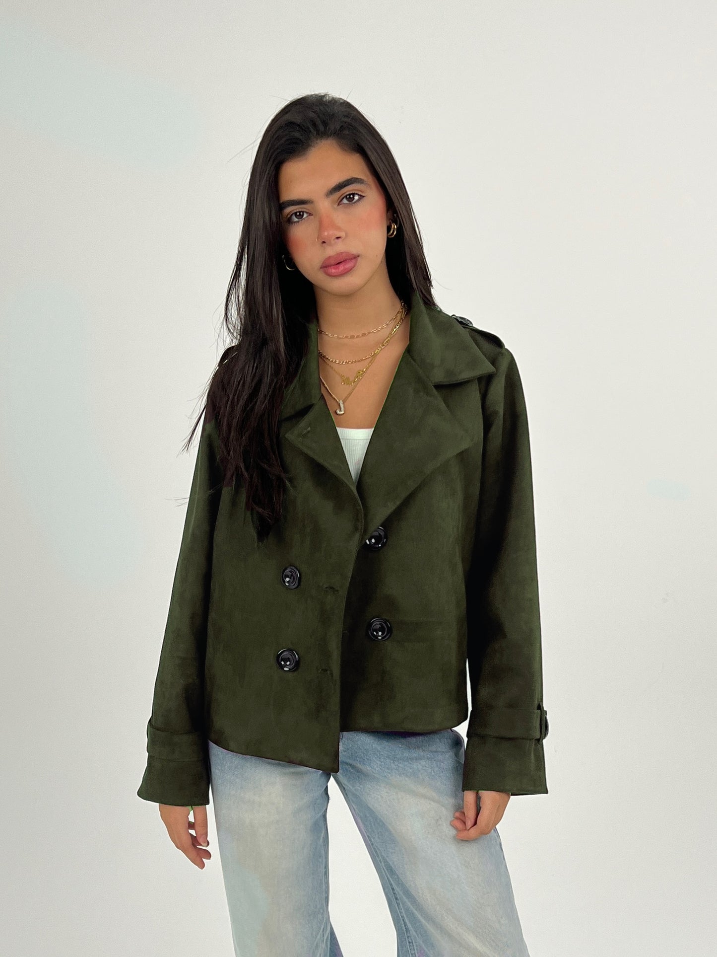 The suede trench coat