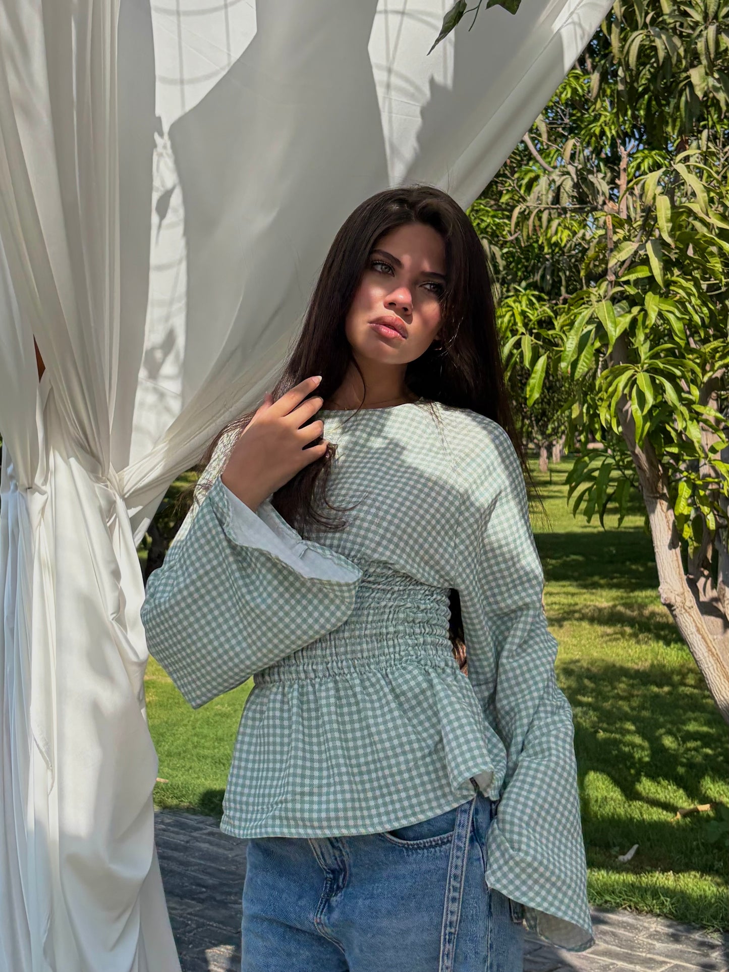 The Plaid ruched top