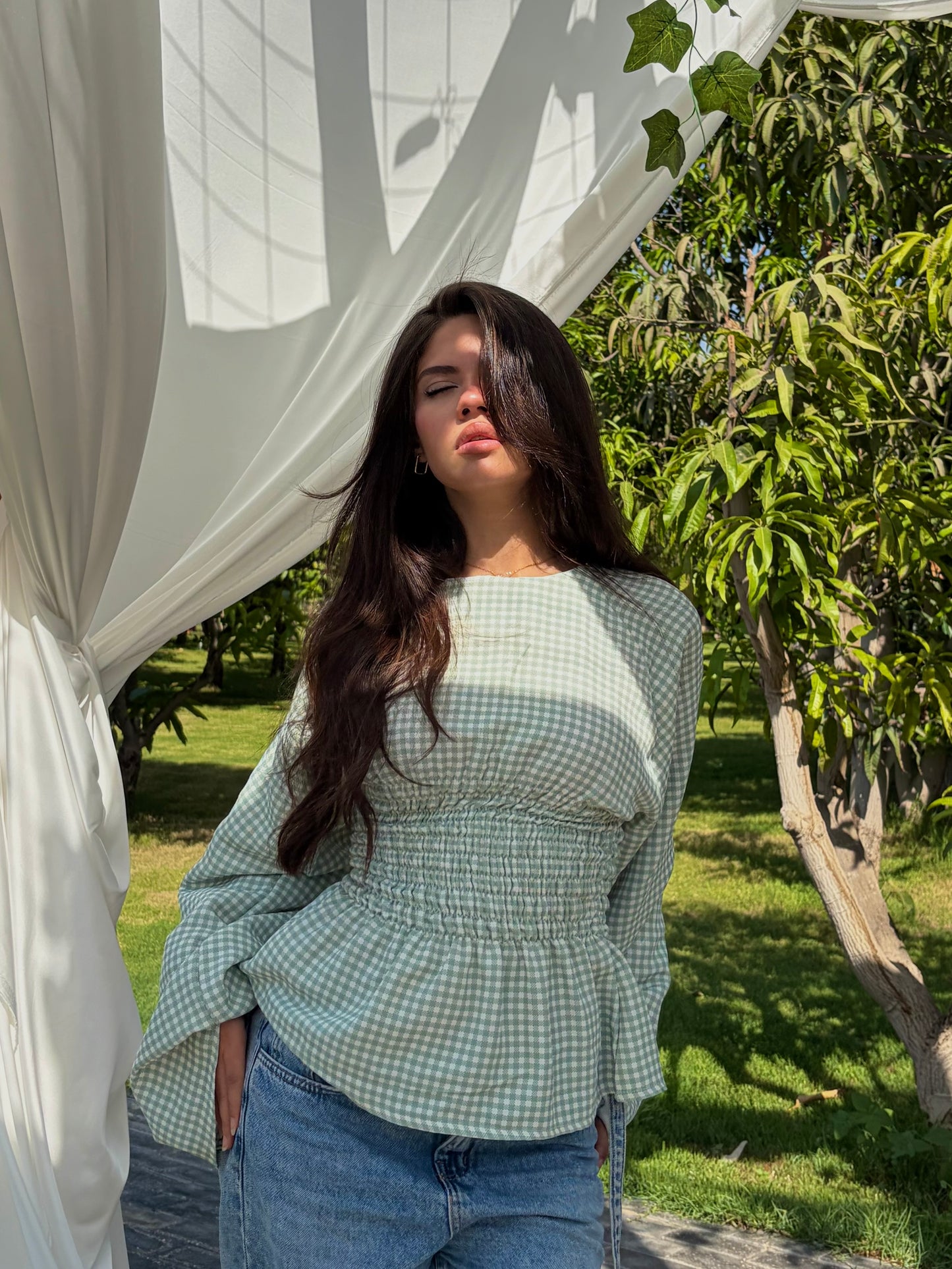 The Plaid ruched top