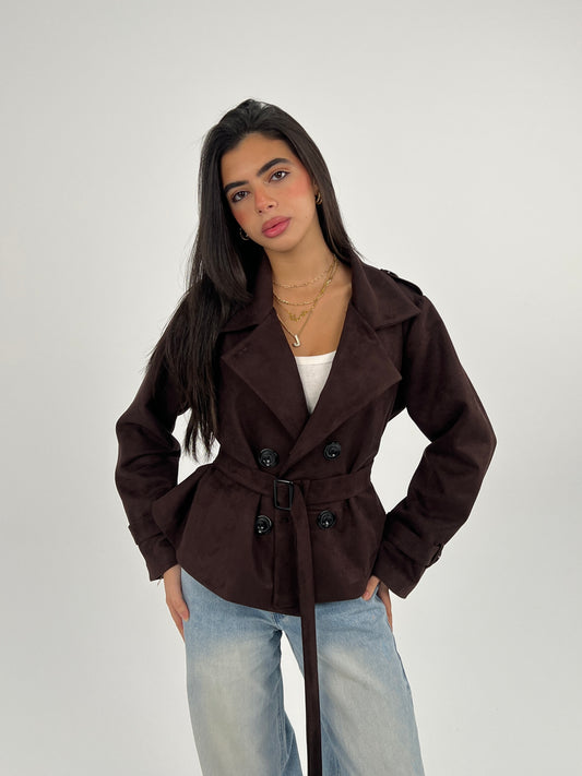 The suede trench coat