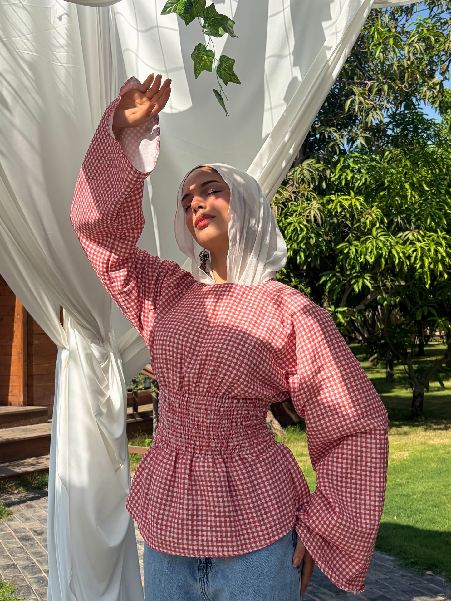 The Plaid ruched top