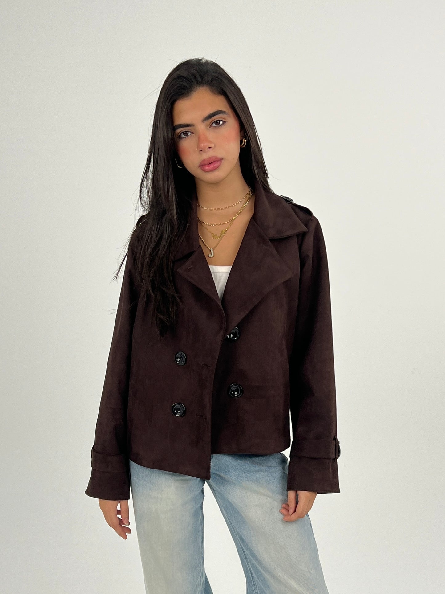 The suede trench coat