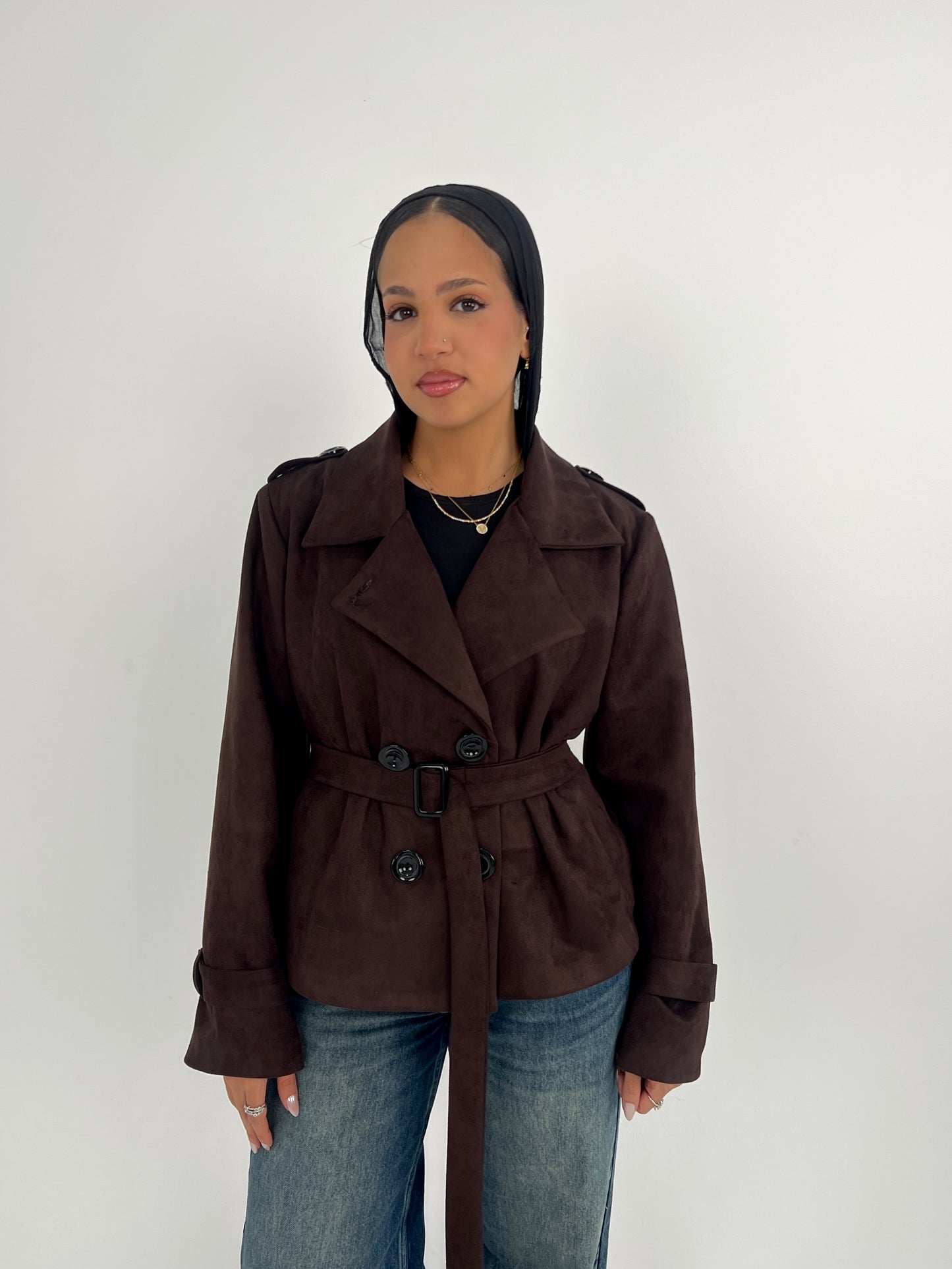 The suede trench coat
