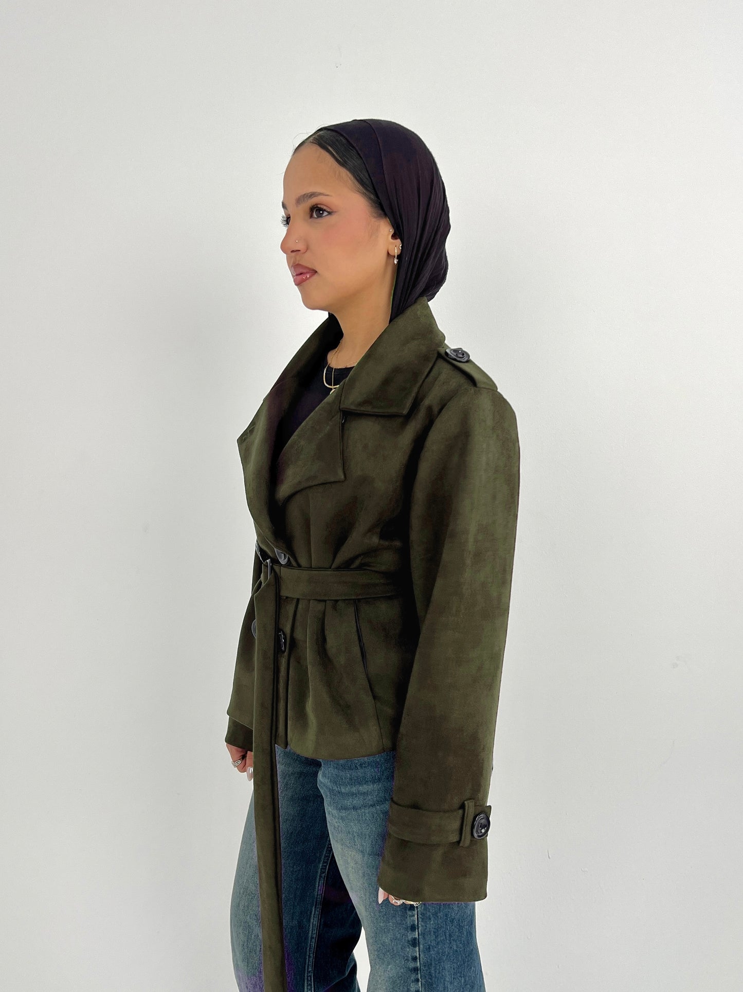 The suede trench coat
